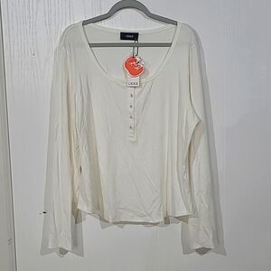 Cider Solid Ribbed Long Sleeve Henley T-shirt